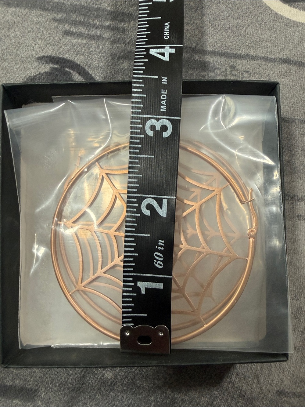 BNIB SOURPUSS ROSE GOLD SPIDERWEB HOOP EARRINGS - Picture 5 of 6